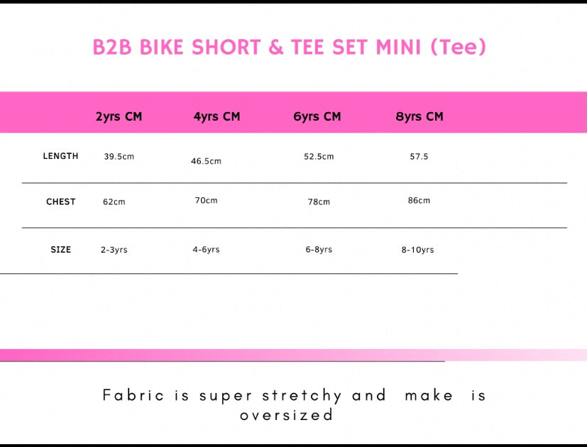B2B BIKE SHORTS&TEE SET MINI PINK